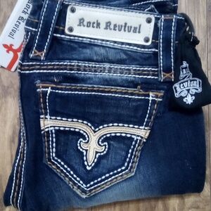 Rock Revival Women's 26 Straight Blair Embellished Faux Leather NWT